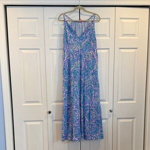 Lily Pulitzer Maxi Dress in Blue, Pink & Green Paisley